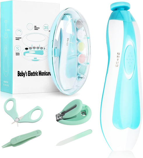 Baby Electric Nail File, 8 in 1 Safe Baby Nail Trimmer, Nail Care Kit with 6 Grinding Heads