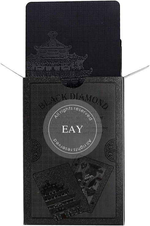 Luxury Black Playing Cards - Plastic Poker Cards Standard Size 52+2 (Black Tower)