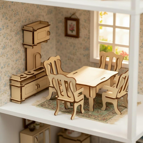 1/12 3D Large,28 BOHS Wooden Dolls House Furniture Scale - Puzzles for Miniature Dollhouse Furniture Accessories - PCS