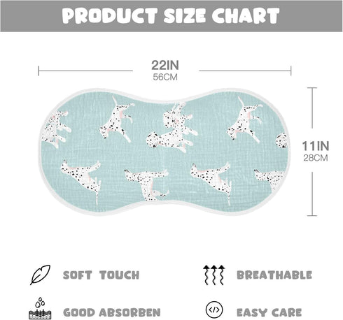 YYZZH 2 Pack 100% Dalmatian Dog Pattern On Blue Muslin Burp Cloths for Baby Cotton Baby Washcloths Bibs for Boy Girl