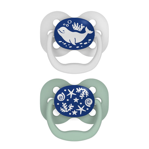 Dr. Brown's Advantage Glow-in-The-Dark Baby Pacifier, Fully Symmetrical Soother with Soft Silicone