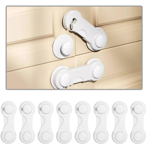 8 Pack Cabinet Door Locks for Baby Proofing, Child Safety Locks with Adhesive for Kitchen, Drawer, Cupboards