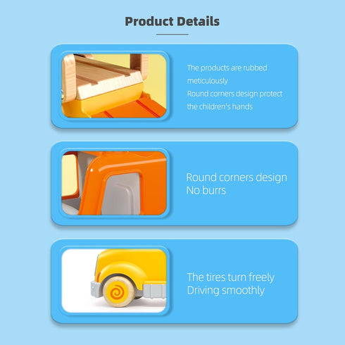 Toddler Car Toys for 2-5 Years Old, Transport Carrier Truck Toy with 4 Wooden Vehicles, 24IN Foldable Track