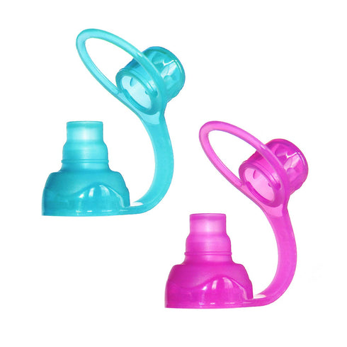 ChooMee SoftSip Food Pouch Top, Baby Led Weaning, No Spill Flow Control Valve, 2CT Aqua Purple