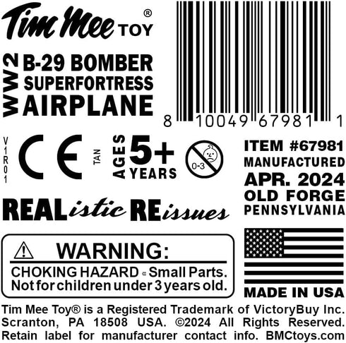 Tim Mee Toy TimMee WW2 B-29 Superfortress Bomber Plane - Tan Plastic Army Men Aircraft