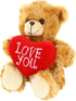 Plushland Stuffed Mocha Heart Bear – Love You - 6 Inch Plush Bear Toy for Kids & Adults, Brown, Embroidered Heart Pillow