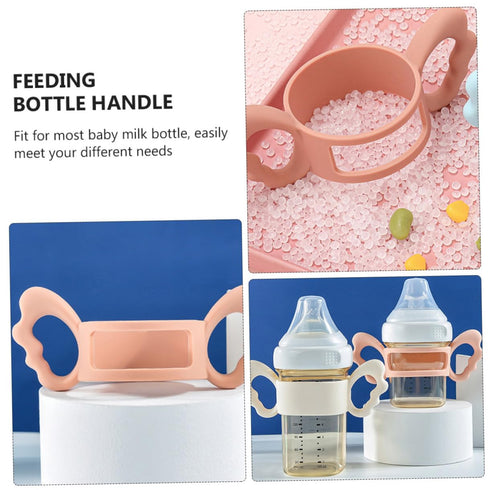 Milk Bottle Handle and Feeder Handle for Wide Mouth Bottles Portable Silicone Compatible Accessory for Newborns