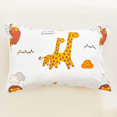 4 Set Flysheep Piece White Toddler Bedding for Baby Girls and Boys, Cute Animals Printed - includes Quilted Comforter
