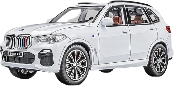 BMW X5 1/32 Metal Model Car Toy with Light and Sound - Pull Back Collectible for Children Age 3+ - Festival Gift (White)