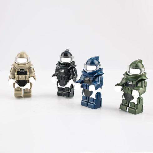 Toy Soldiers Figures, Black Bomb Disposal Suit Armor E.O.D Suit, Military Equipment Custom Minifigure for Ages 3+