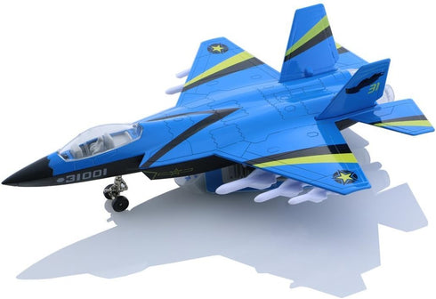 Pull Back Stealth Bombers & Fighter Planes Toy - Alloy Aircraft (Black & Blue)