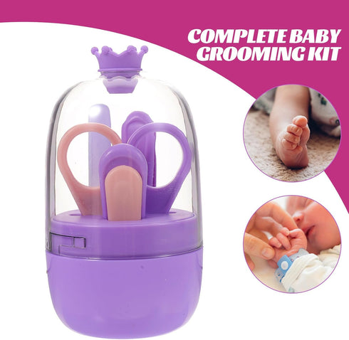 HONITANO 4pcs Set Nail Clippers Kit for Newborns and Infants, Purple Manicure with Nail File and Safety Scissors