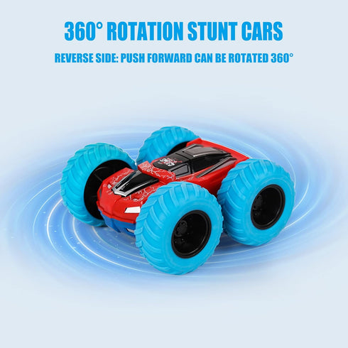 M SANMERSEN Flip Cars - 2 Pack 360° Rotating Stunt Car Toys for Boys Ages 3-6, Push and Go Monster Toy Trucks