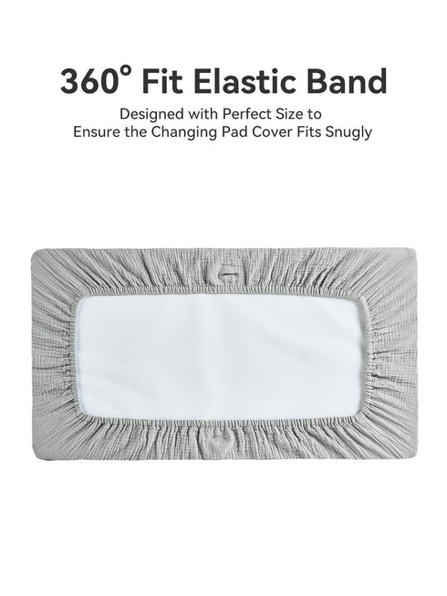 2 Pack(Grey&Blue) TILLYOU Muslin Changing Pad Cover for Baby Girls Boys, Soft and Breathable Cotton Diaper Changing