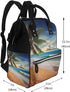 DWVTSLH Backpack Mummy Backpack Coconut Palm Tree Sandy Beach Diaper Bag Multifunction Nappy Bags Waterproof Large