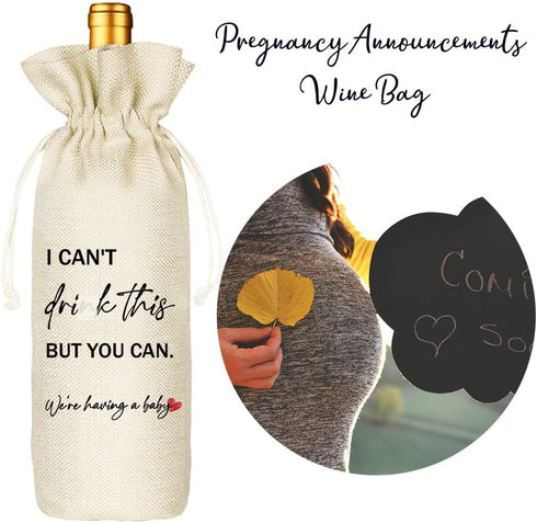 Socive Pregnancy Announcements Wine Bag, Cute Baby Announcement Wine Bag, Pregnant Reveal, Grandparents Baby Gifts