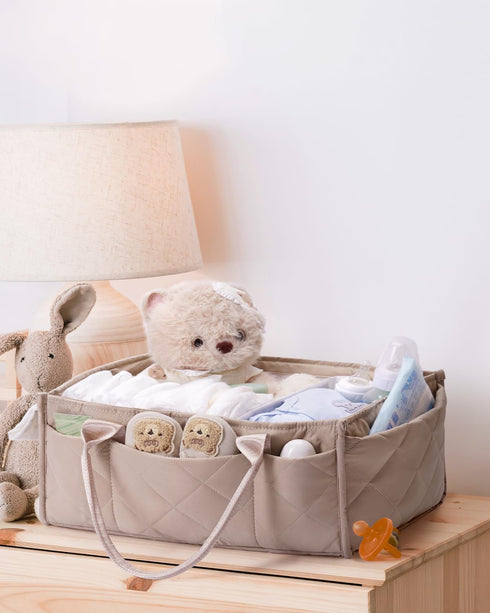 CEI-CEI Baby Diaper Caddy Organizer with Handle, Large Portable Nursery Storage Basket for Newborn Essentials, Changing