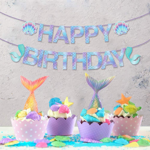 Sparkle Banner, Mermaid Birthday Decorations, Mermaid Party Decorations for Girls, Boys, Kids, Home, Classroom, Baby