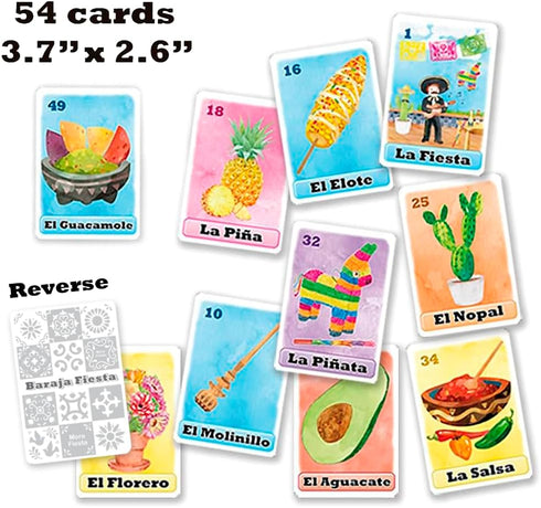 Fiesta Bingo Game Set in Spanish - Mexican Bingo for 10 Players with 10 Boards and Full Deck of Cards