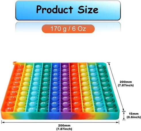 CleCoCenCir 1-100 Counting Number Popper Fidggety Toy Rainbow Hundreds Chart for Kids, Preschool Math Manipulative