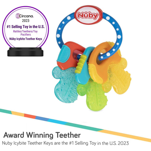 Nuby Ice Gel Teether Keys - Silicone Soothing Baby Teether Toys for Infants - Gentle for Sore Gums Colorful and Fun