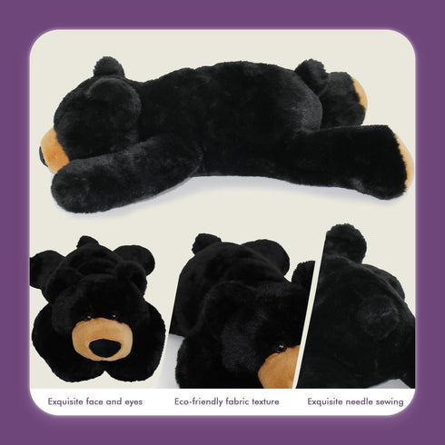 OSOCU Microwavable Weighted Stuffed Animal - Black Bear Heating Pad with Lavender & Tourmaline - Soothing Heatable Toy