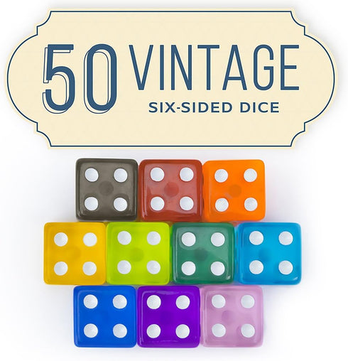 D6 16mm Pack 50 Count Brybelly Bulk Dice for Board Games, Casino Games & Tabletop RPGs - Standard Game Dice - Variety