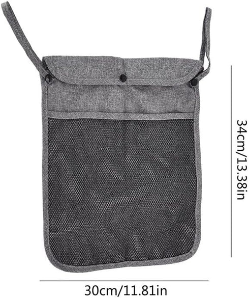 Baby Stroller Organizer Pocket with Two Storage Pockets, Detachable Straps for Nappy Baby Cloth Diaper (Grey)
