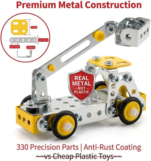 Ferthor Fun Set 8-12,4 Set 8-12 (330pcs) Erector for Boys Age Mini Metal Model for Kids,Engineering Metal Building