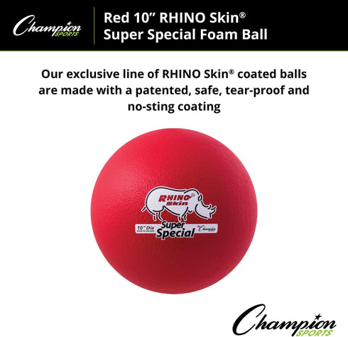 Champion Sports Super Special Rhino Skin Ball, Red, 10 Inch
