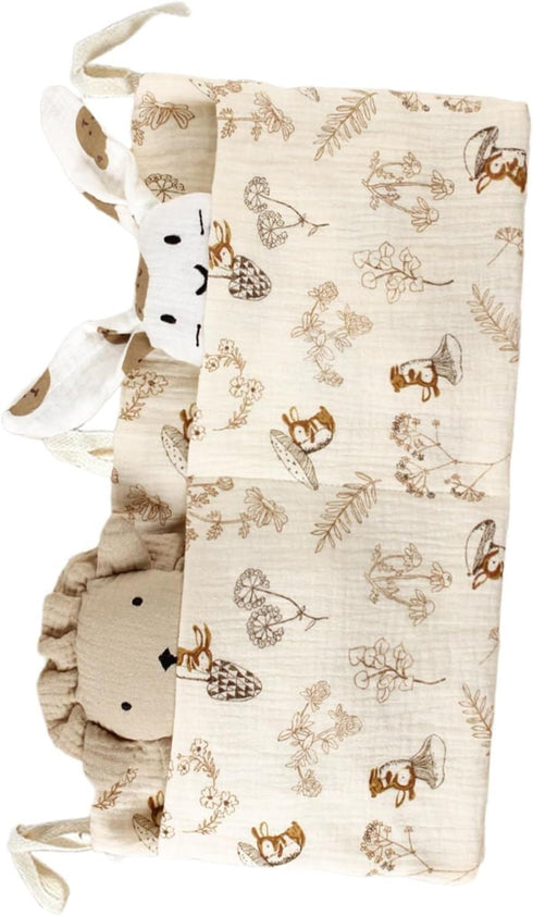 QEFVVOMM Cribs Storage Bag Baby Bedside Hanging Storage Bag for Drool Bibs Diaper Multifunctional Hanging Pocket Cotton