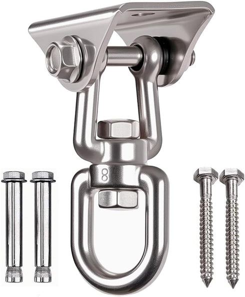Heavy Duty 360° Swivel Swing Hanger, Stainless Steel Hammock Hook for Ceiling, Porch Swing, Gym, 1000 lb Capacity