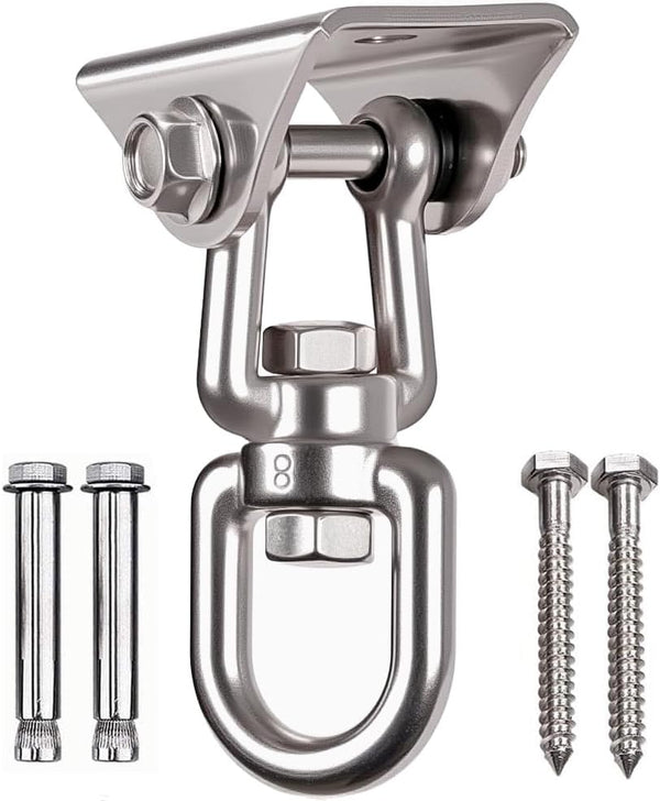 Heavy Duty 360° Swivel Swing Hanger, Stainless Steel Hammock Hook for Ceiling, Porch Swing, Gym, 1000 lb Capacity