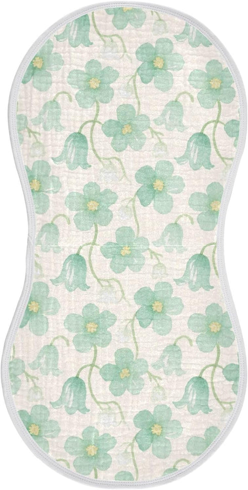 decor gift Cotton Newborns Burp Cloths Easy Care Mint Green Flowers Baby Rags for