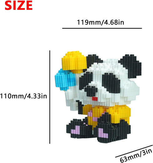 Larcele Micro Building Blocks Animal Set, DIY Mini 3D Building Toy Bricks,295 Dots KLJM-10 (Ballon Panda)