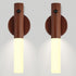 LANDGOO 2-Pack Magnetic Night Light with Motion Sensor, Walnut Wood Cylindrical Rechargeable