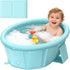 chumoasis Baby Bathtub with Inflatable Top Edge, Extra Stable Infant Bath Tub, Collapsible