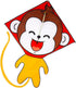 Besra Cute Monkey Kite, Single Line Easy to Fly Animal Nylon Diamond Kite with Handle & Strings for Kids and Adults