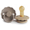 FRIGG Daisy Natural Rubber Baby Pacifier, Made in Denmark, BPA-Free (Croissant/Portobello, 6-18 Months) 2-Pack