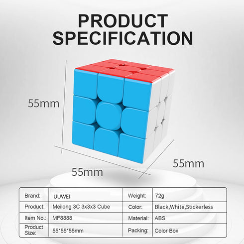 3x3x3 Speed Cube, Stickerless Magic Cube, Smooth Turning Puzzle Box, Educational Toy for Child's Concentration