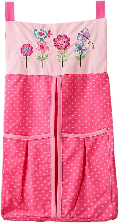 CribMATE 1 PC Pink Flower Owl Crib Diaper Bag, Crib Diaper Hanging Organizer Bag Baby Girl Gift Idea (Diaper Crib