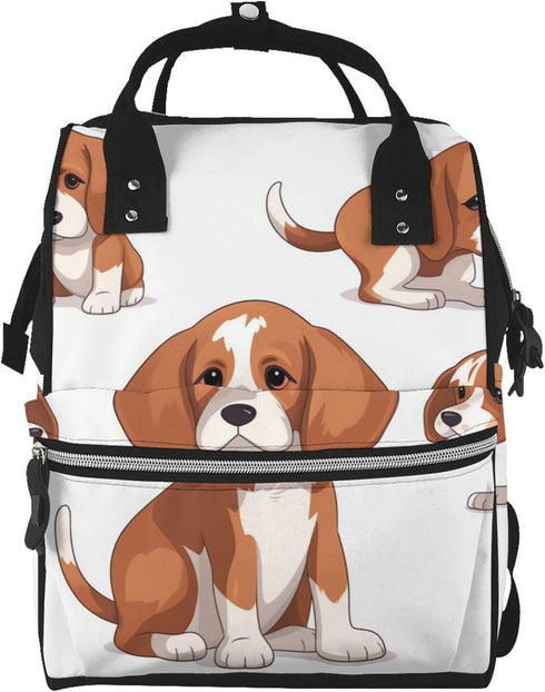 DWVTSLH Beagle Dog Diaper Bag Backpack Multifunction Nappy Bags Waterproof Mummy Backpack Large