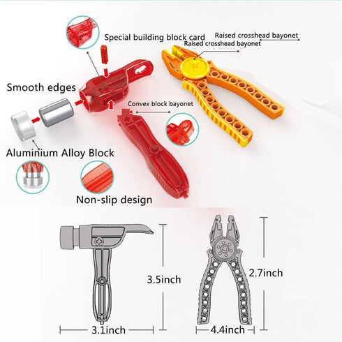 ENHANA Set 1 Hammer, 1 1 1 Separator Tool Kit Brick Tools Building Blocks Tech Blocks Building Blocks Tool Including