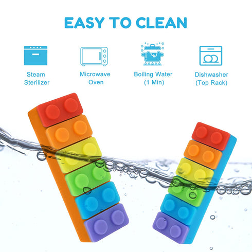 Children,5 Pack Sensory Chew Necklace, SLGOL Rinbow Color Silicone Chew Pendant Training and Development Fidget Toy