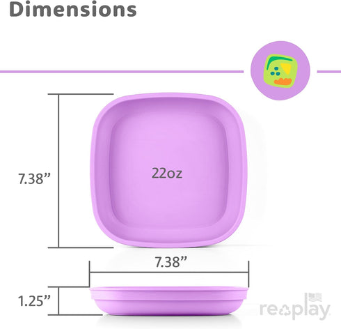 Re-Play A Princess Toddler Plates Set of 3 - 22 Oz. Deep-Walled Flat Kids Plates - Dishwasher & Microwave Safe - Made