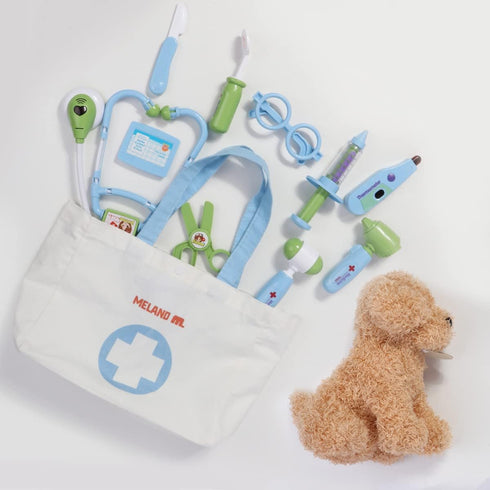 Set 3 4 5 6 Meland Toy Doctor Kit for Kids - Pretend Play Doctor with Dog Toy, Carrying Bag, Stethoscope Toy & Dress Up