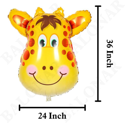 BALONAR 5pcs Animal Balloons for Child Birthday Party Supplies - 32 Inch Tiger Lion Zebra Monkey Giraffe, Cute Baby
