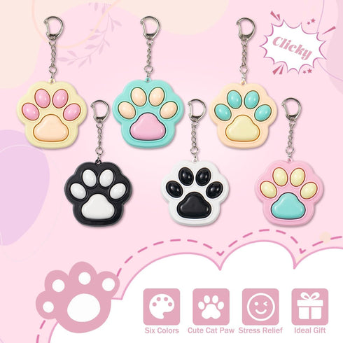 12 Zioyihan Pcs Cat Paw Fidget Toys Fidget Keychain, Mini Clicker Sensory Toy Anxiety and Stress Relief for Adults