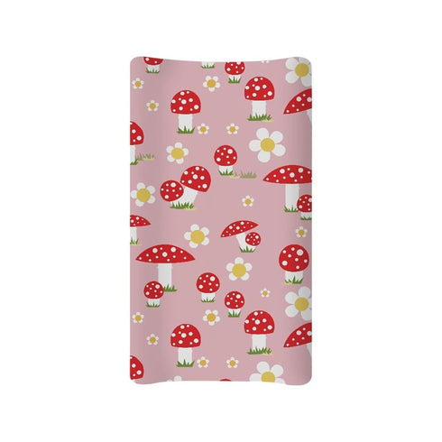 Mushroom Changing Pad Cover, Waterproof Stretchy Baby Changing Table Cover Fit 32"x16" Comfy Cozy Universal Tray Table