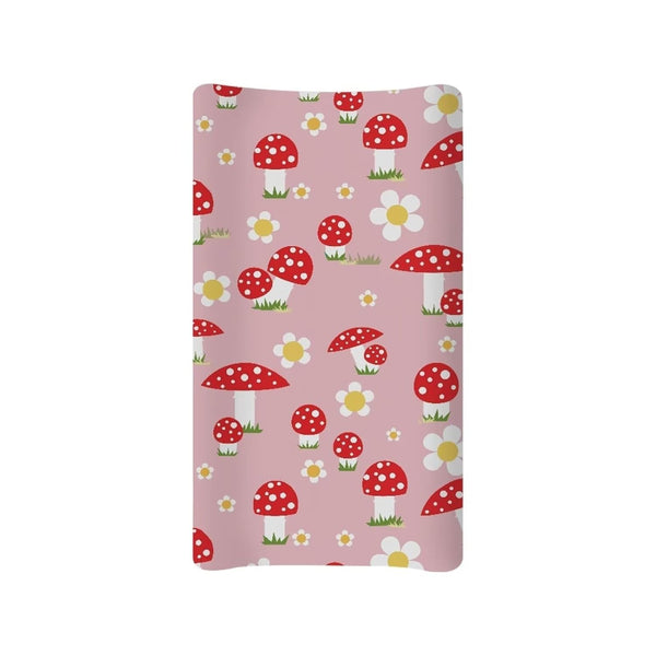 Mushroom Changing Pad Cover, Waterproof Stretchy Baby Changing Table Cover Fit 32"x16" Comfy Cozy Universal Tray Table